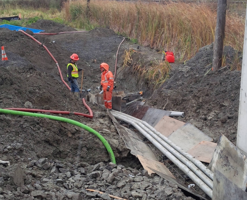 Commercial project - March Rd. - site electrical rail crossing, duct bank trenching, connection at hydro crossing