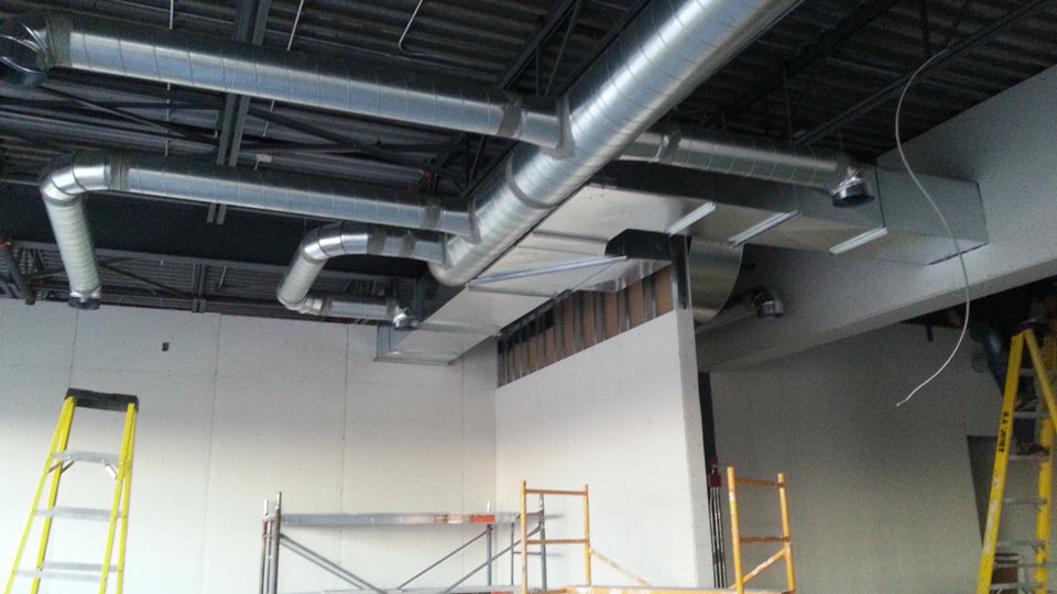 Commercial - Anytime Fitness interior, ventilation ducts installation