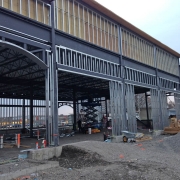 Commercial project - 2140 Carling Rd. - steel framing, steel studs, window arch, parapet concrete granular slab, building before floor