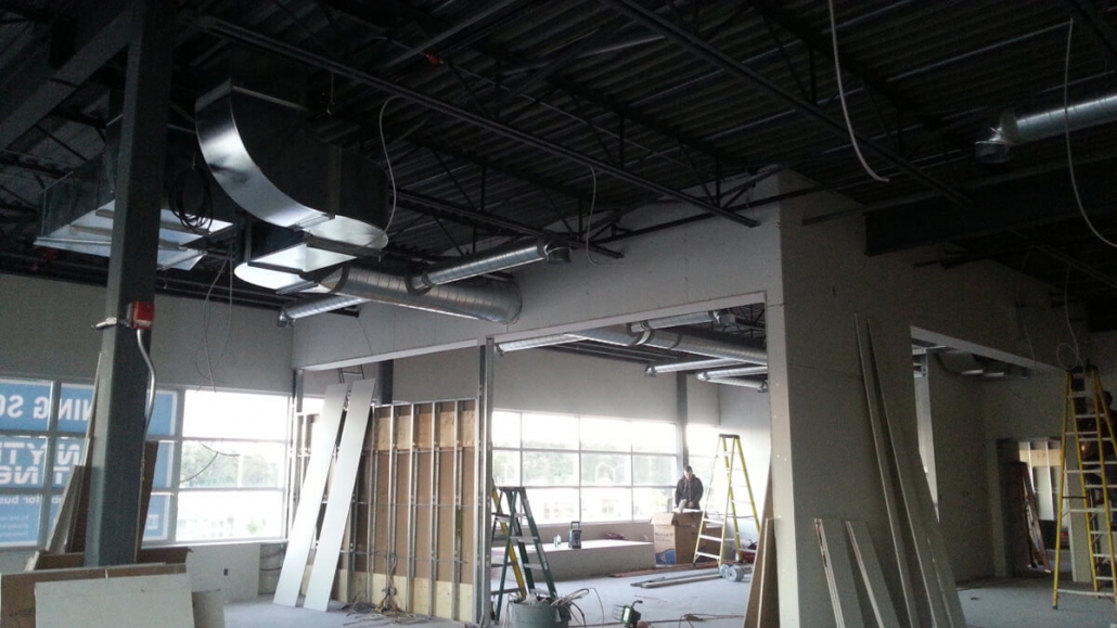 Commercial project - Anytime Fitness - steel framing and walls
