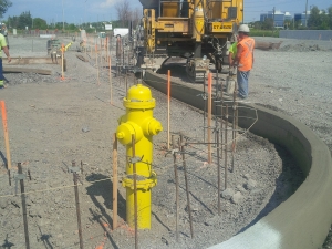 Commercial project - March Rd. - fire hydrant, curb maching concrete cast in place, concrete site work