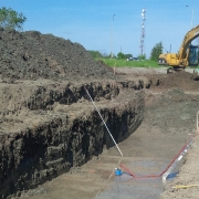 Commercial project - March Rd. - steped excavation, clay deep trenching, water pump, crashwall