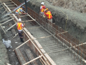 Commercial project - March Rd. - form work, rebar, concrete pumping, footing cast in place, crashwall