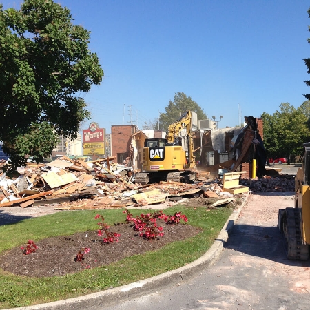 Commercial project - Wendy's at Gardiners Rd., Kingston - flagship store - new design, first in ontario - exterior demolition